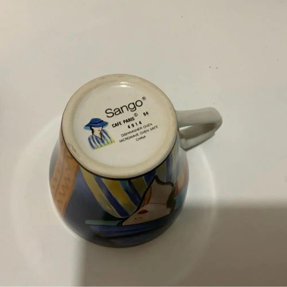 Sango Cafe Paris Microwave Oven Safe Women In Hats Coffee Mug Cups Set Of 2 G3